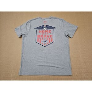 Under Armour Home Of The Brave T-Shirt Gray Size Medium Mens USA Loose Fit